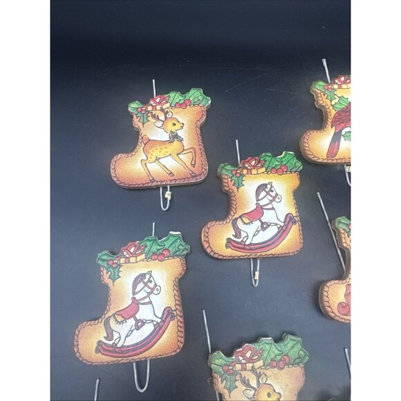 VTG Double Sided Leather Stocking Christmas Ornaments Cardinal Deer Mouse 18 - Picture 2 of 9